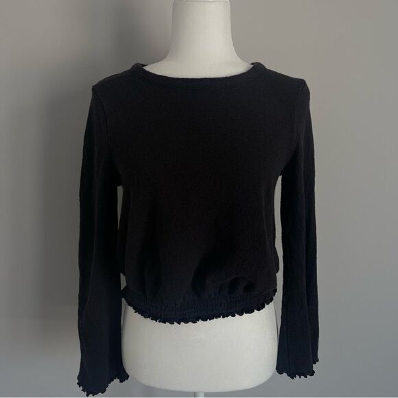 Madewell Texture and Thread Dark Gray Scrunch Top - Picture 2 of 4